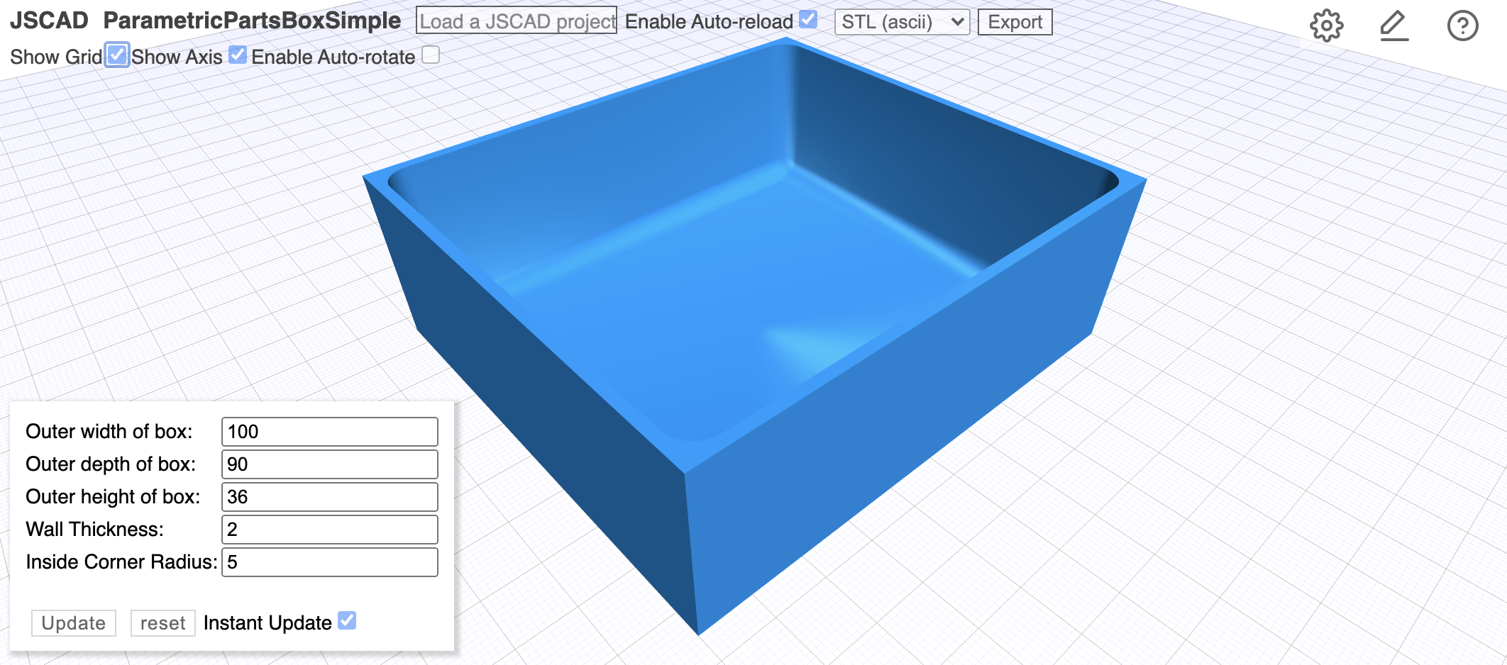 Parametric Box example